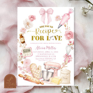 Convite Receita de Coquetele Rosa para Amor, Festa de Chá