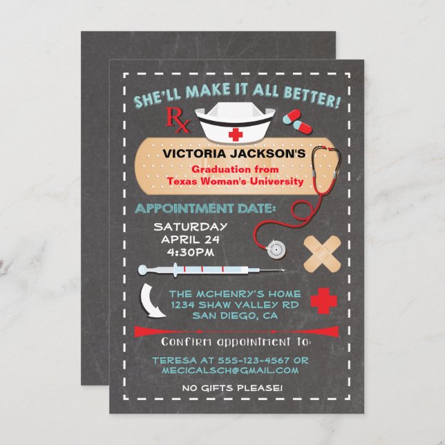 Convite Receita de Festas de formatura nas escolas de enfe (Frente/Verso)