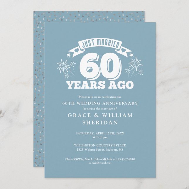 Convite Recem casados 60º Aniversário de Casamento (Frente/Verso)