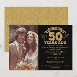 Convite Recém-Casados Aniversário de 50 anos Foto Dourado