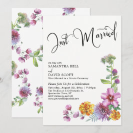 Convite Recém-Casados Aquarela Recepção de Flores Silvestr