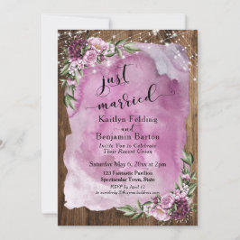 Convite Recém-Casados Aquarela Rústica com Flores e Luzes