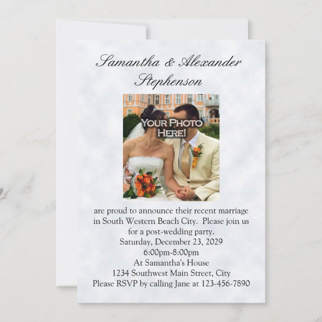 Convite Recem casados, duas Bandas/nuvens Douradas (Frente)