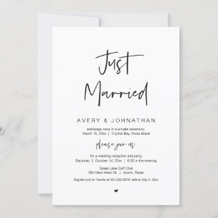 Convite Recém-Casados, Preto, Festa de Fuga de Casamento