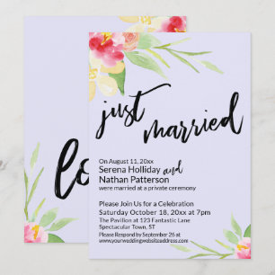 Convite Recém-Casados Tipografia Floral Aquarela Lavanda