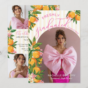 Convite Recém-Formado Verão Laranja Cítrico Floral Graduad