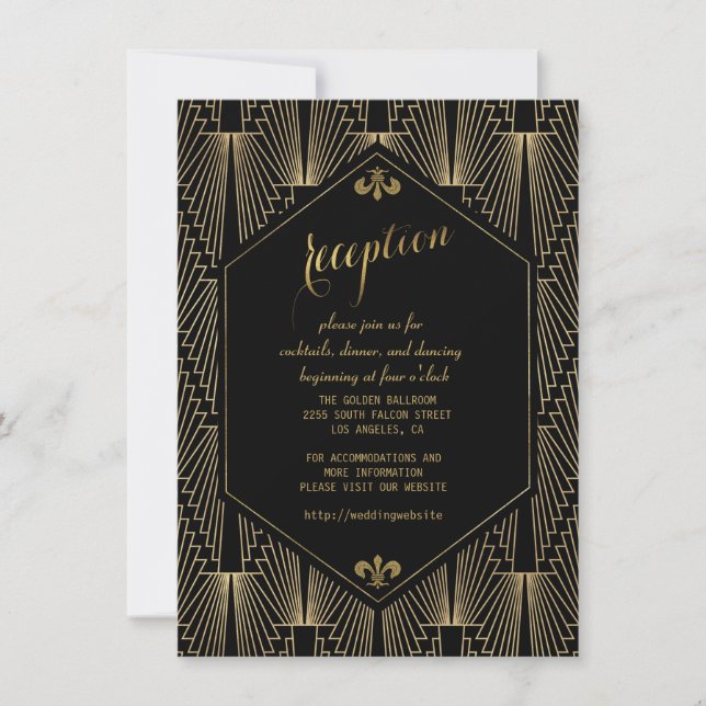 Convite Recepção Art Déco dos Roaring 20s Great Gatsby (Frente)