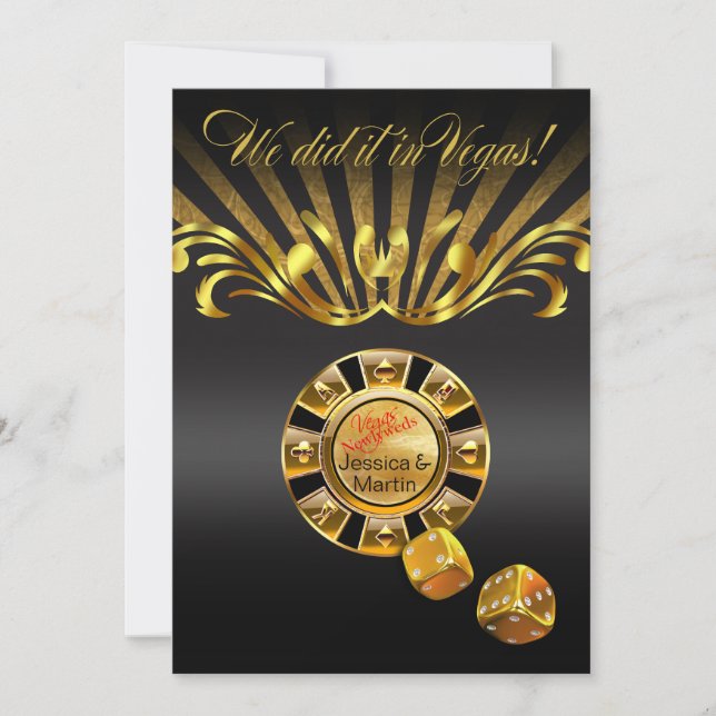Convite Recepção Art Nouveau Vegas | dourado preto (Frente)