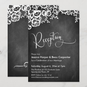 Convite Recepção Caligrafia Casamento de Chalkboard e Lo
