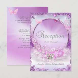 Convite Recepção Casamento Rosa Lilás Anéis Borboleta