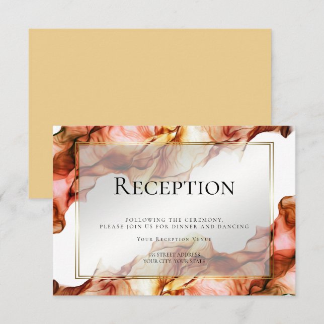 Convite RECEPÇÃO | Cores de Outono em Aquarela Abstrata 5 (Frente/Verso)