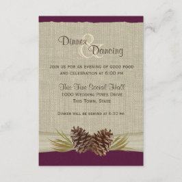 Convite Recepção de ameixa de cones de pinheiro e aniagem