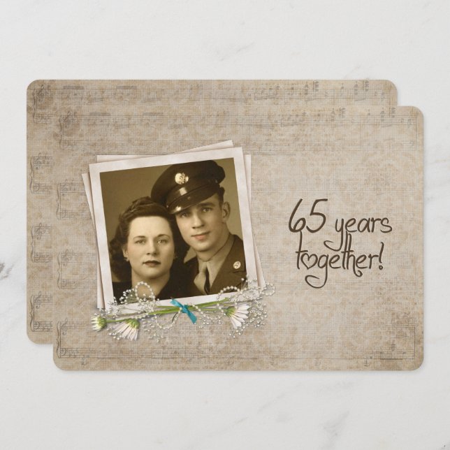Convite Recepção de Aniversário de 65 Anos de Casamento (Frente/Verso)