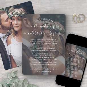 Convite Recepção de Aniversário de Um Ano de Casamento 2 F