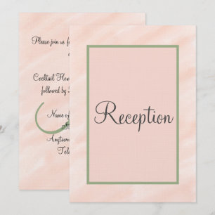 Convite Recepção de Aquarela Rosa Pêssego Verde Monograma