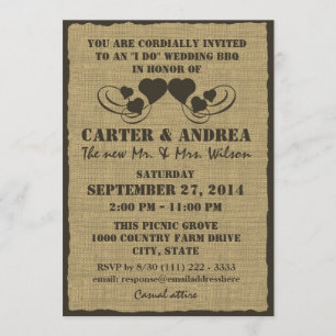 Convite Recepção de Casamento ao Ar Livre com Corações e S