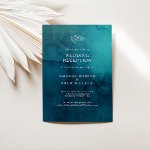 Convite Recepção de Casamento Aquarela Oceano Temperamenta