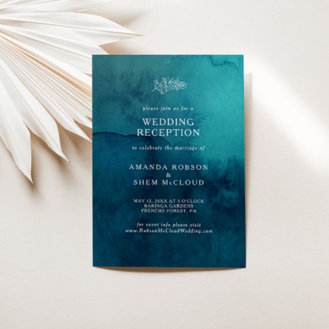 Convite Recepção de Casamento Aquarela Oceano Temperamenta (Criador carregado)