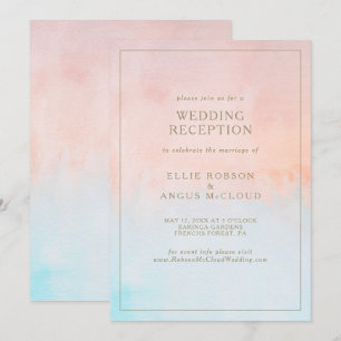 Convite Recepção de Casamento Aquarela Pôr do Sol de Verão