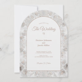 Convite Recepção de Casamento Arco Elegante Dourado Branco