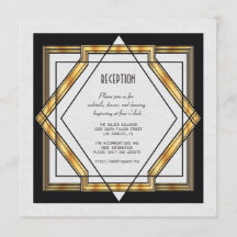 Recepção de Casamento Art Déco Dourado Branco Grea