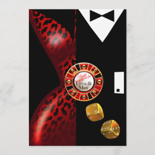 Convite Recepção de Casamento Art Déco em Las Vegas   verm