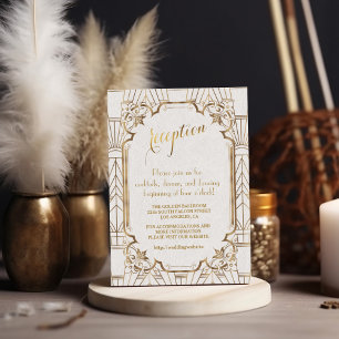 Convite Recepção de Casamento Art Déco Grande Gatsby em Ou
