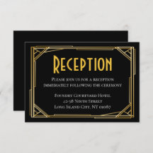 Recepção de Casamento Art Deco Preto Dourado Great