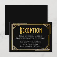 Recepção de Casamento Art Deco Preto Dourado O Gra