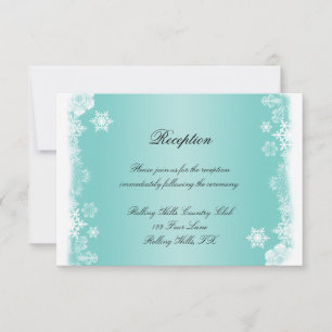 Convite Recepção de casamento azul claro e floco de neve b