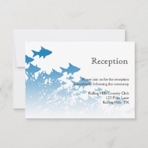 Convite Recepção de casamento azul de peixe e coral