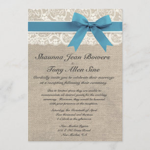 Convite Recepção de casamento azul de serapilheira do Aq
