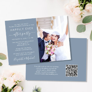 Convite Recepção de casamento Azul Dusty do Código QR de F