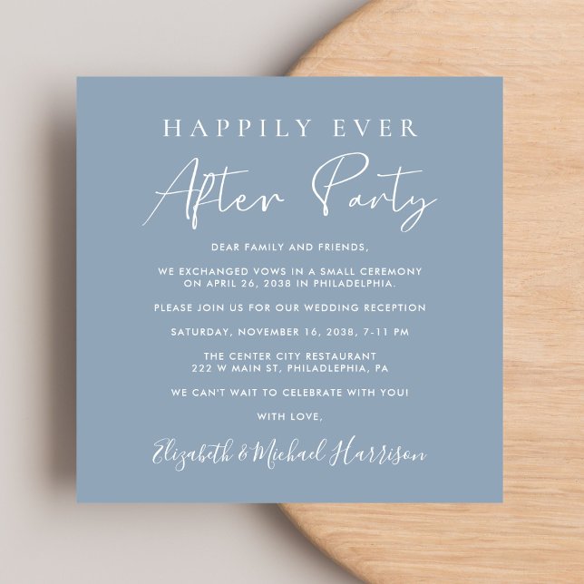 Convite Recepção de casamento Azul Dusty do Código QR do S (A chic Happily Ever After Party Invitation to set the tone for an unforgettable event)