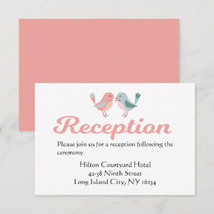 Convite Recepção de Casamento Azul e Rosa Beija Casais de