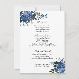 Convite Recepção de casamento azul Elegante Classic Rosa