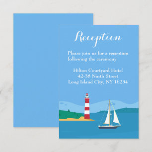 Convite Recepção de Casamento Azul Farol Barco à Vela Prai