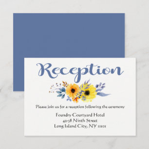 Convite Recepção de Casamento Azul Floral com Flores Amare