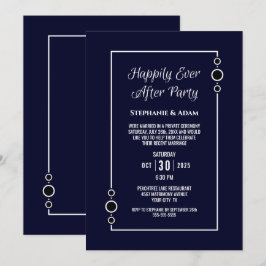 Convite Recepção de Casamento Azul Marinho Felizes para Se