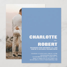 Convite Recepção de Casamento Azul Moderno