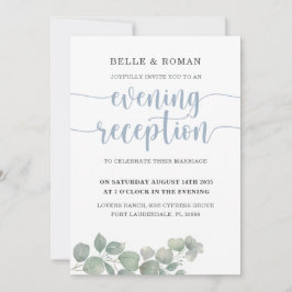 Convite Recepção de casamento Azul Russo Eucalyptus