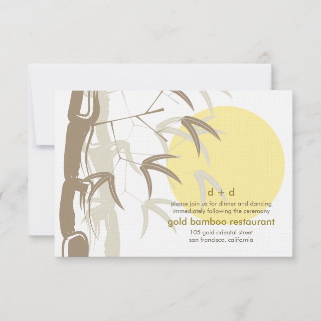 Convite Recepção de Casamento Bamboo Zen Nascer do Sol Ama (Frente)