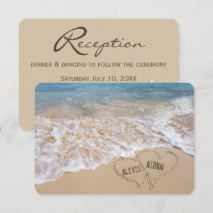 Convite Recepção de casamento Beach Hearts Invite