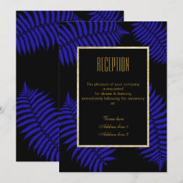 Convite Recepção de Casamento Beautiful Blue Leaf Bracken
