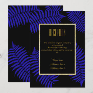 Convite Recepção de Casamento Beautiful Blue Leaf Bracken