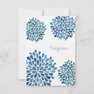 Convite Recepção de casamento Blue Watercolor Dahlias