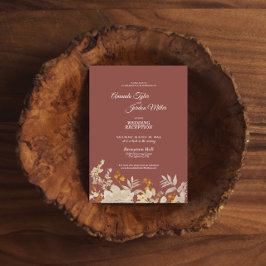Convite Recepção de Casamento Boho Outono Rosa Empoeirada
