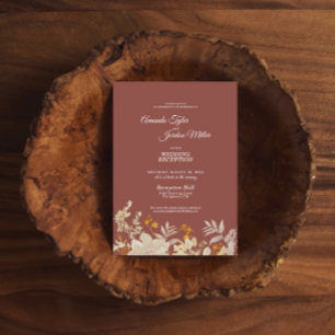 Convite Recepção de Casamento Boho Outono Rosa Empoeirada