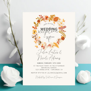 Convite Recepção de Casamento Boho Rústico Floral Outono