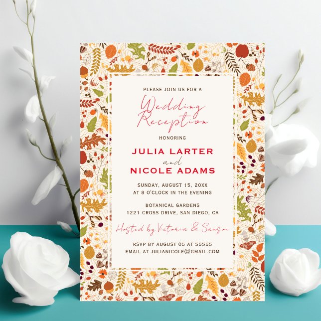 Convite Recepção de Casamento Boho Seco Rústico de Outono (Criador carregado)